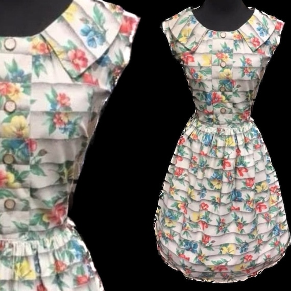 Absolutely beautiful 1950s cotton day dress - image 1