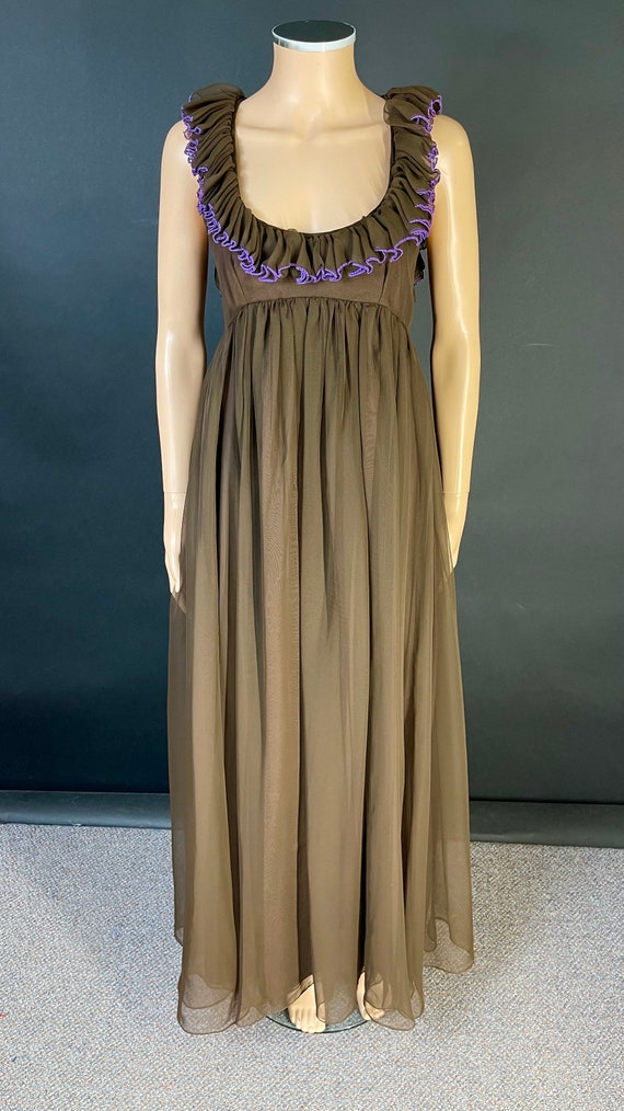 Gorgeous 1970’s “jean varon” chiffon maxi dress - image 3