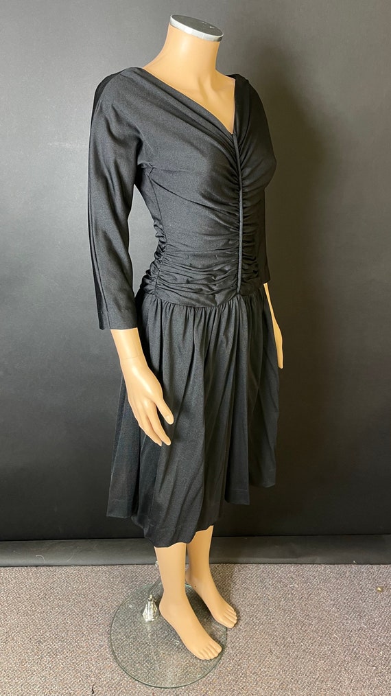 1950s Little Black Dress with Silver Lurex Trim
