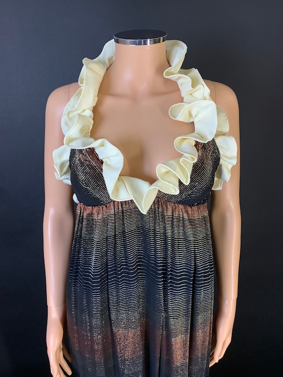 Jean Varon 1970s Lurex Maxi Dress, Plunge Neckline (bust 34") - Etsy