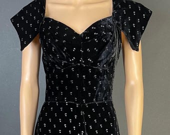 1940s Panné Velvet Cocktail Dress, (bust 36”)