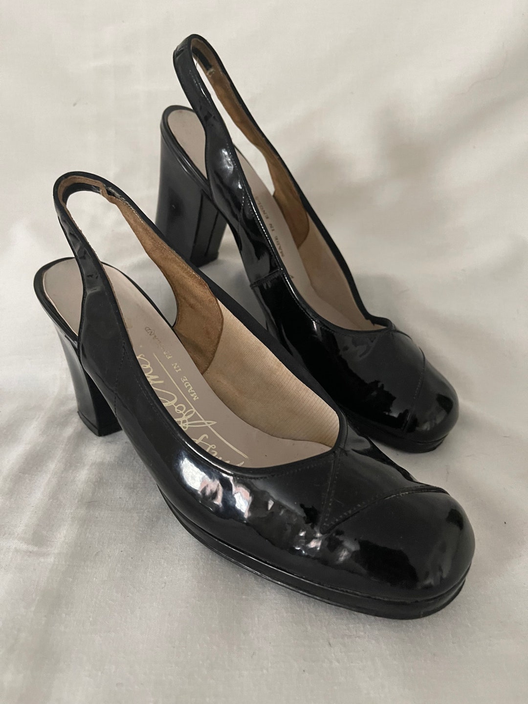 Gorgeous 1960s miss Holmes Patent Leather Sling Backs - Etsy