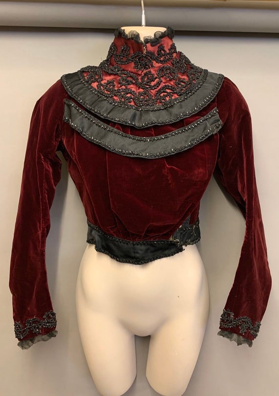 Victorian jet beaded velvet bodice
