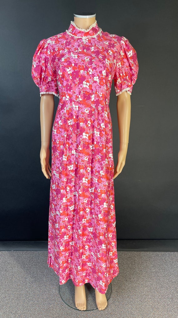 1960’s volup pink floral prairie maxi summer dress - image 2