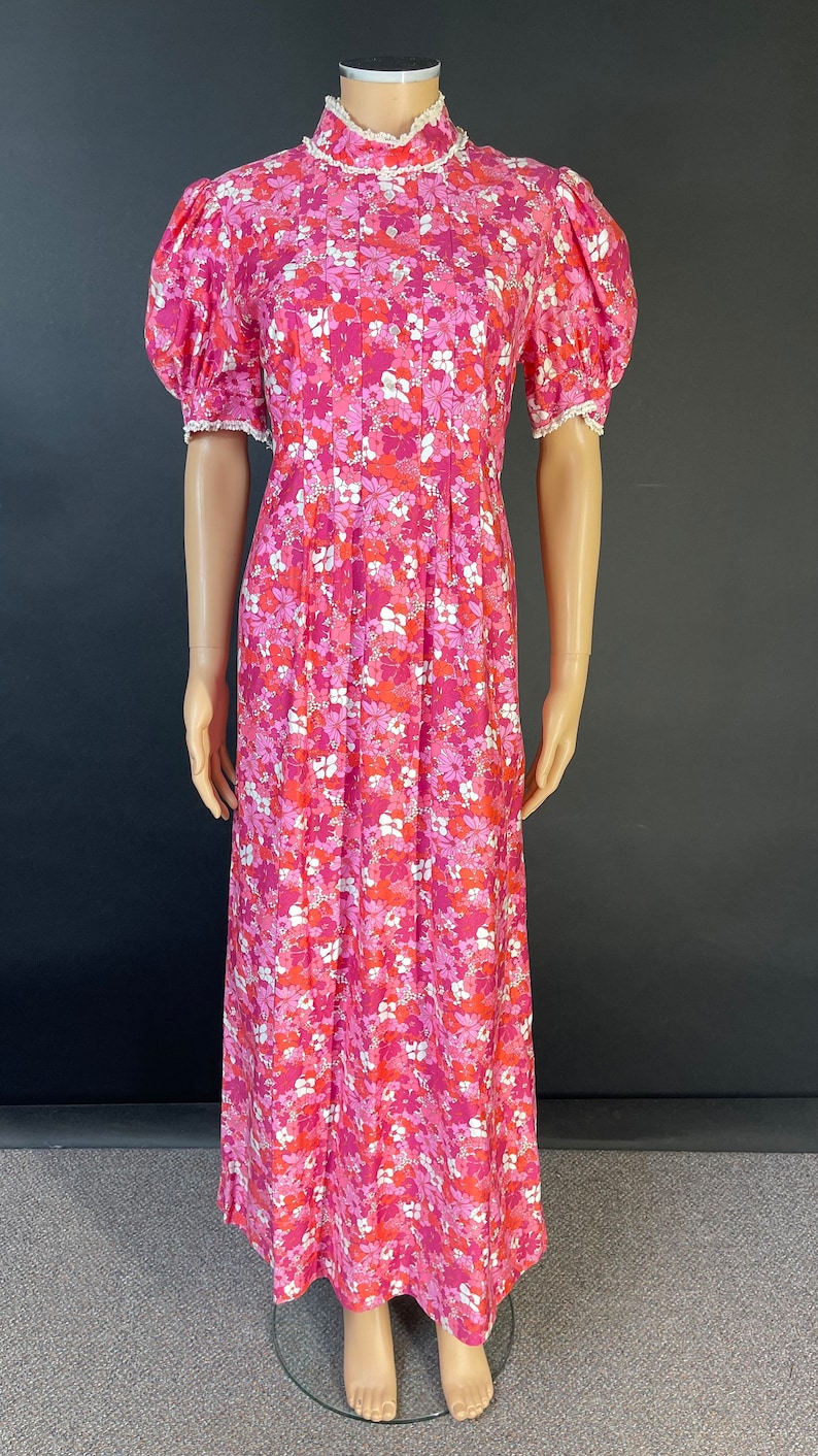 1960s volup pink floral prairie maxi summer dress image 2