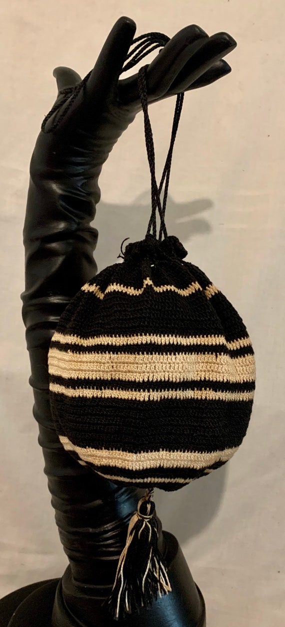 Victorian crochet bag with tassel
