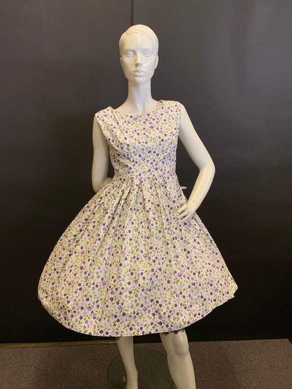 50’s cotton rose print dress