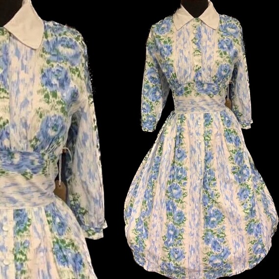 Stunning 1950’s cotton full skirt day dress - image 1