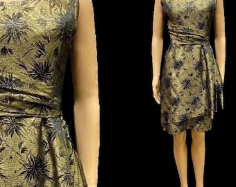 Gorgeous  1950’s black/gold brocade cocktail party dress