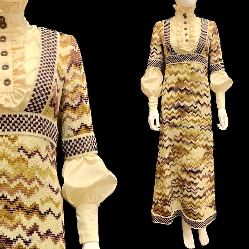 1970s stunning jean varon maxi dress and blouse combo image 1