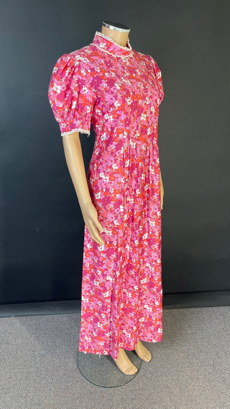 1960s volup pink floral prairie maxi summer dress image 5