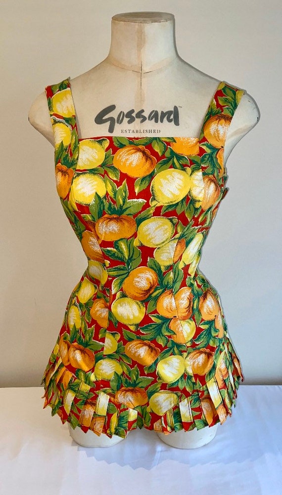 50’s Novelty print cotton swimsuit