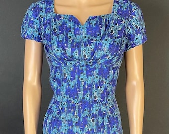 1950s Silk Day Dress - 'Marshall and Snelgrove' Vintage Design (bust 38”)