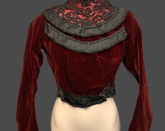 Victorian jet beaded velvet bodice