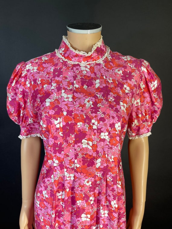 1960’s volup pink floral prairie maxi summer dress - image 3