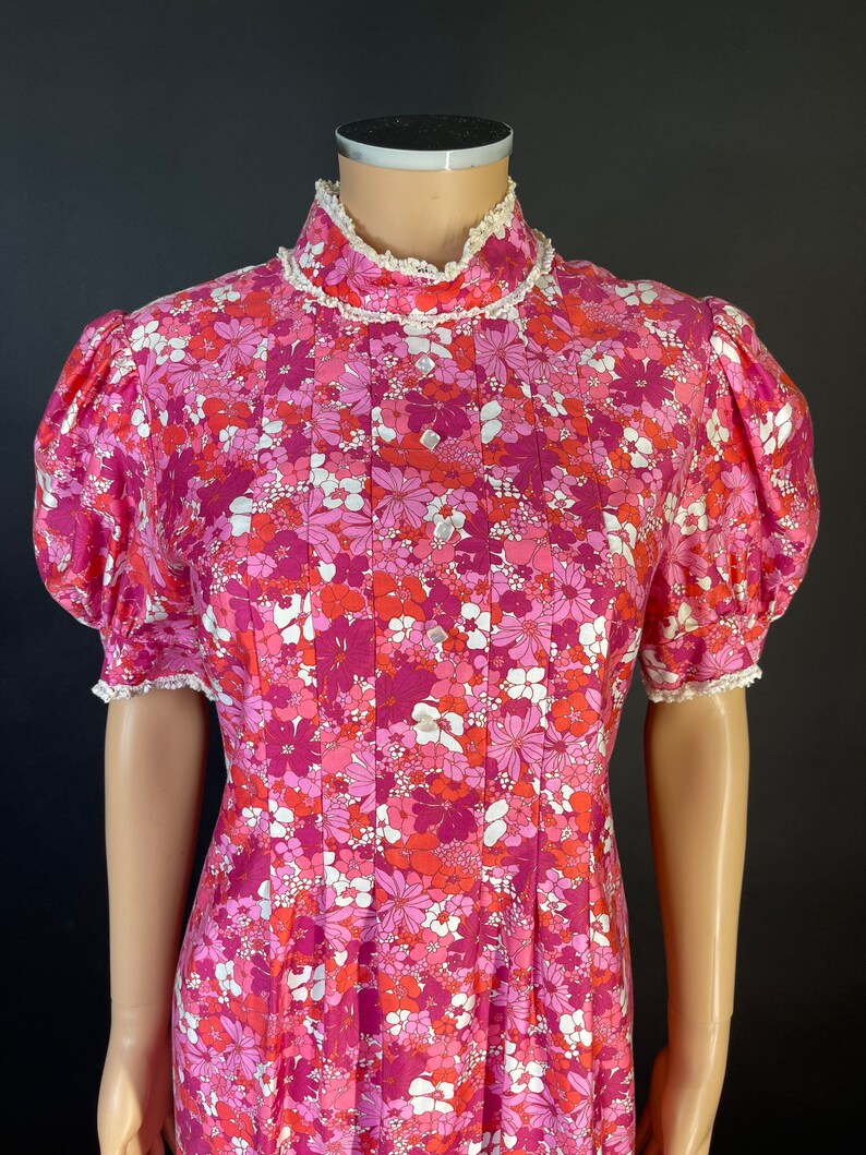 1960s volup pink floral prairie maxi summer dress image 3