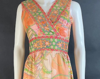 1960s Paisley Print Maxi Dress, Vintage (36” bust)