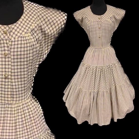 Gorgeous 1950’s cotton full skirt summer day dres… - image 1