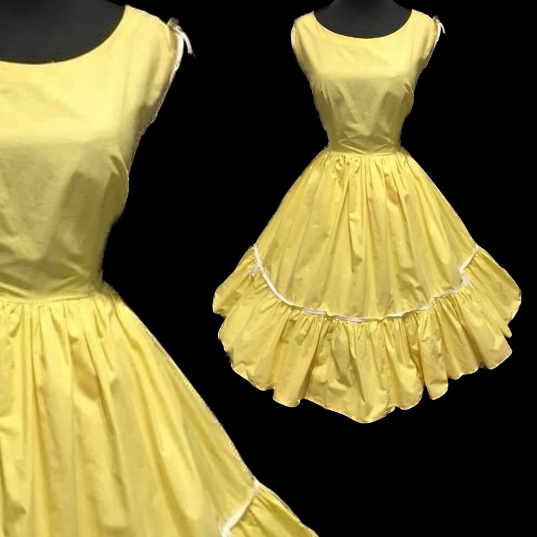 1950s Yellow Eyelet Full Skirted Sundress