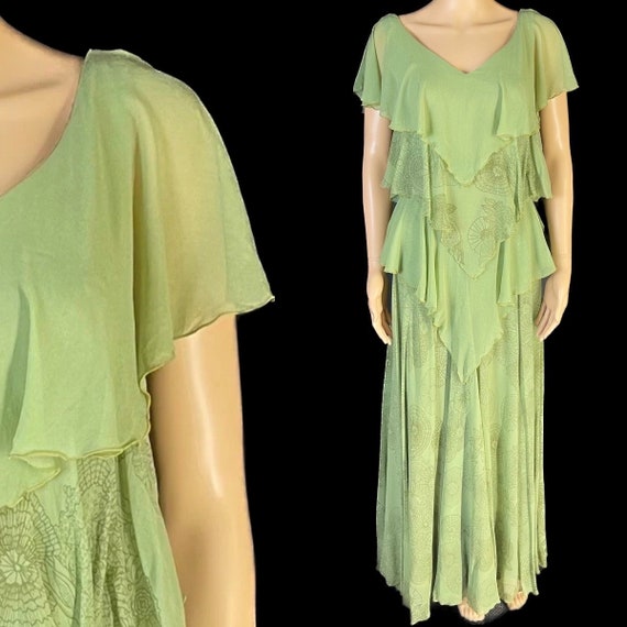 Stunning 70’s does 30’s tiered maxi dress - image 1