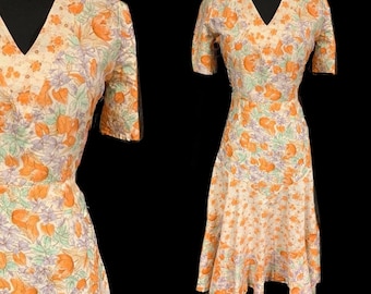 Beautiful 1970’s does 1930's / 40’s cotton day dress by Shelana