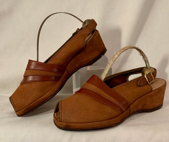 1940s suede wedges