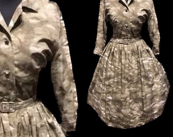 Lovely “Fredrick Starke” 1950’s shirt waister full skirt day dress