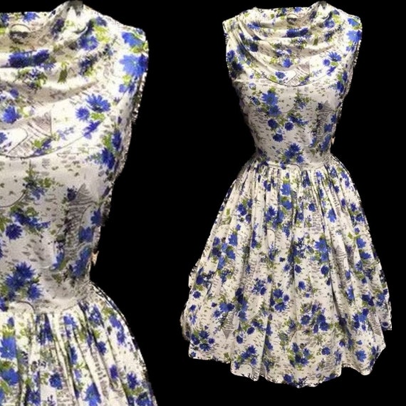 Beautiful 1950s novelty print full skirt summer  … - image 1