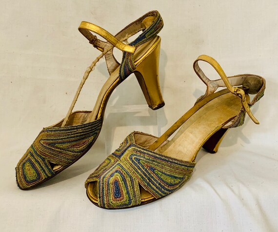 Late 30’s rainbow cordé evening shoes
