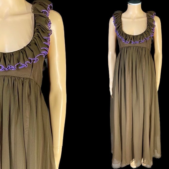 Gorgeous 1970’s “jean varon” chiffon maxi dress - image 1