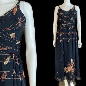 Atemberaubendes 1970er Jahre Crepé Maxi Sommerpartykleid