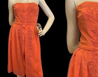 Beautiful 1950’s coral grosgrain dress