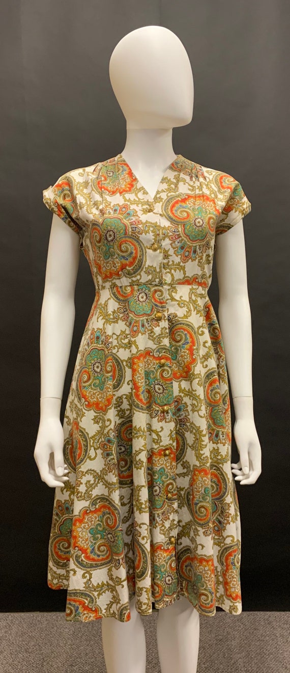 1940s cotton day dress
