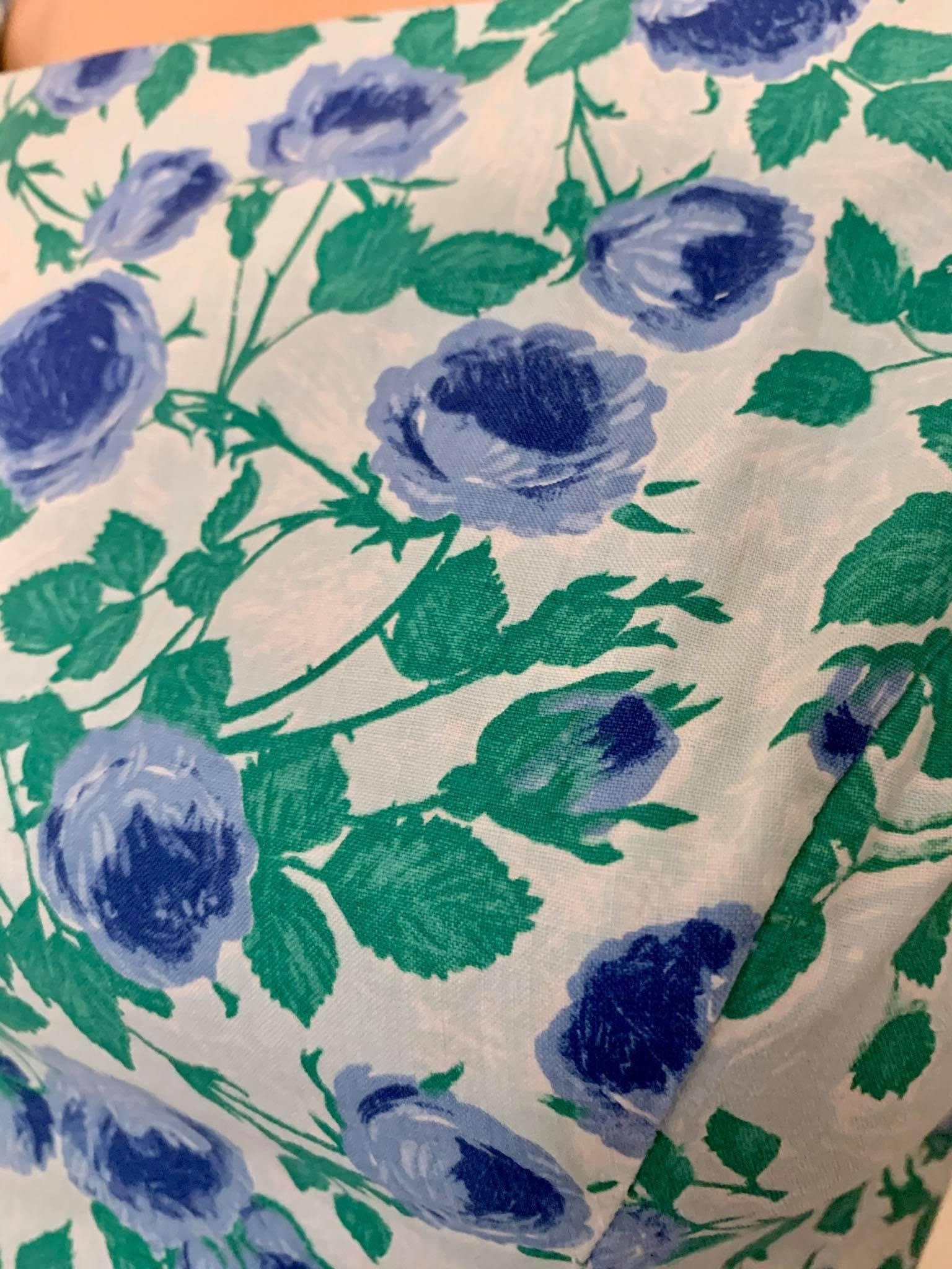 Beautiful 1950s Cotton Rose Print Dress Etsy UK