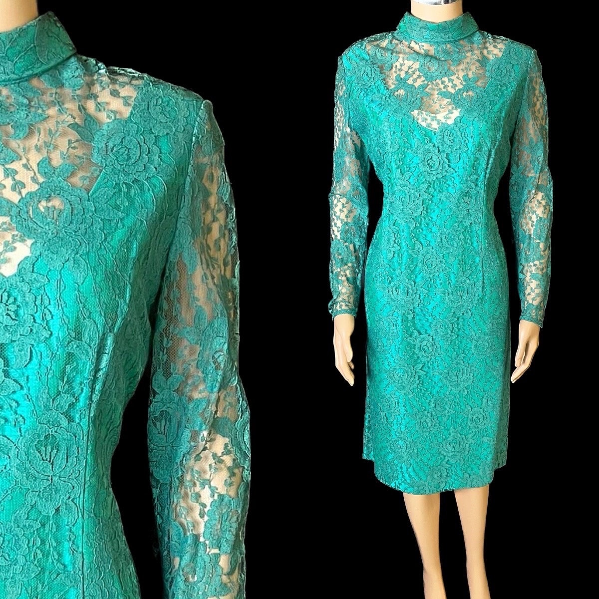 1960s Green Lace Party Dress, Lined Mod Dress ( 38 Bust ) - Etsy