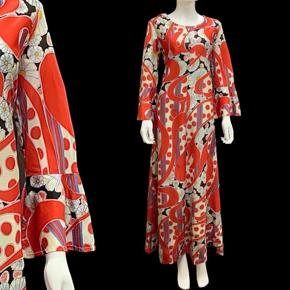 Fantastic 1960’s volup geometric maxi dress - image 1