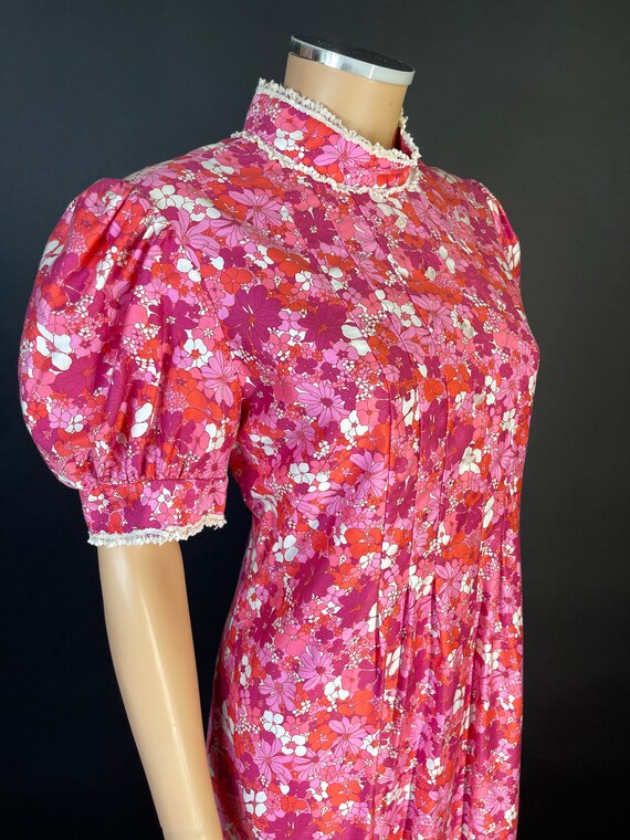 1960’s volup pink floral prairie maxi summer dress - image 4