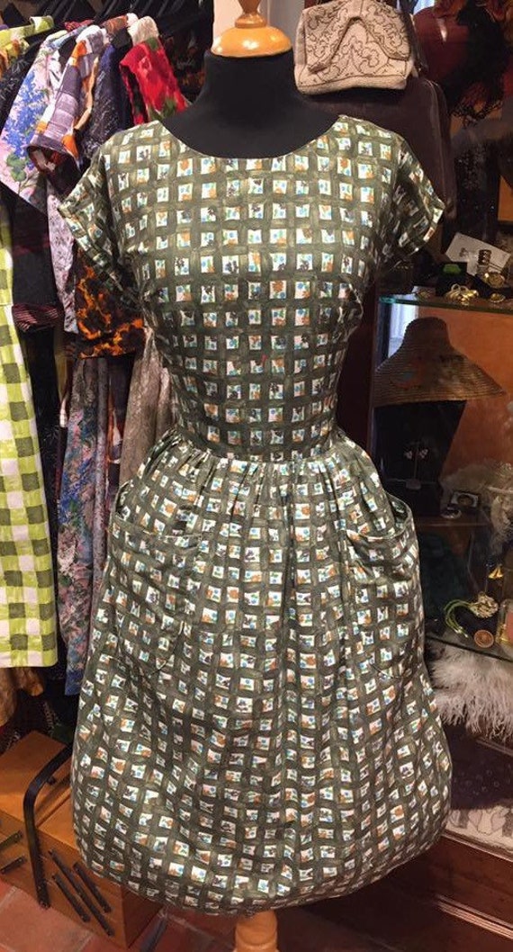 Cute 1950s cotton day dress - image 2