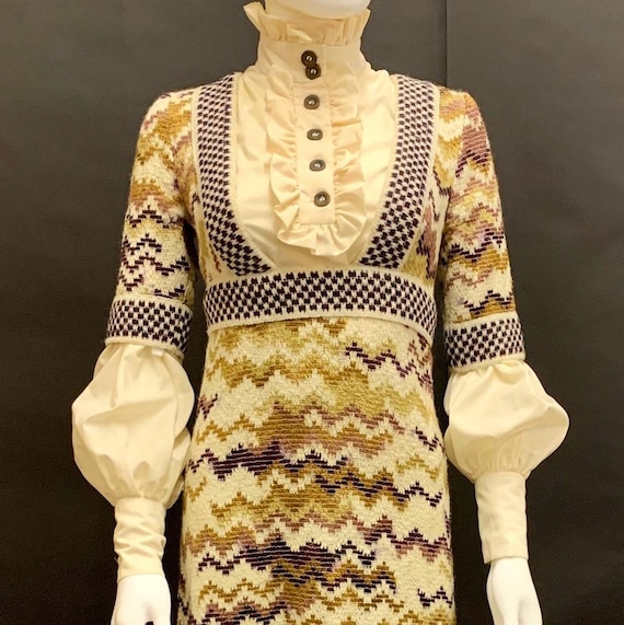 knee length dresses for ladies ARCHIVE: 1970s Jean Varon psychedelic Autumn Tone Maxi Dress – CIRCA VINTAGE main image 0