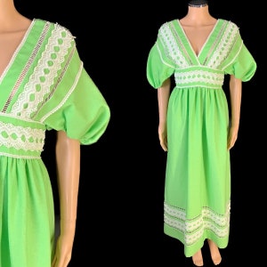 Stunning 1970s linen prairie dress