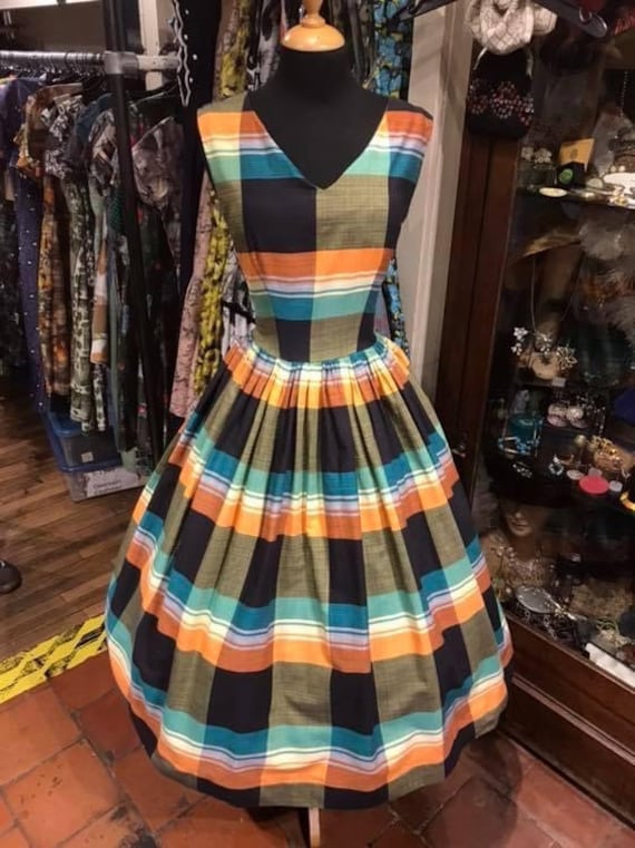 Fantastic plaid 1950s day dress