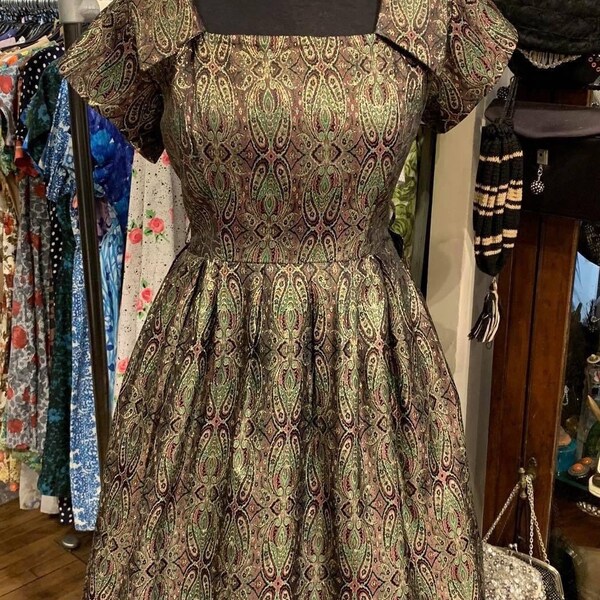 Beautiful 1950’s volup metallic brocade dress