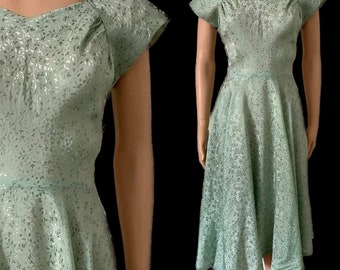 Stunning 1940s bias cut brocade day dress