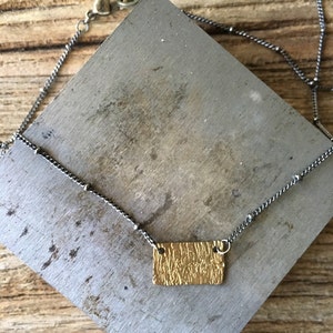 Hammered Brass Charm hammered charm rectangle charm dainty necklace layering necklace brass necklace geometric necklace image 2