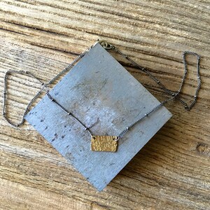 Hammered Brass Charm hammered charm rectangle charm dainty necklace layering necklace brass necklace geometric necklace image 5