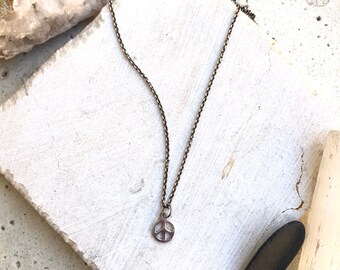 Tiny Peace Charm - Sterling Silver - dainty peace charm - silver - dainty charm necklace - peace
