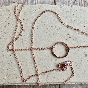 14K Rose GF ring necklace - rose gold ring - ring necklace - rose gold filled - circle necklace - dainty necklace - karma necklace
