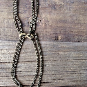 Multi Way Brass Hook Necklace - Small hook - S hook - eternity hook - interchangeable - reversable - long necklace - gold tone necklace