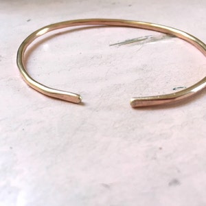 14K Rose GF hammered cuff bracelet - thin cuff - thin bracelet - rose gold bracelet - open cuff - bride gift - bridesmaid gift
