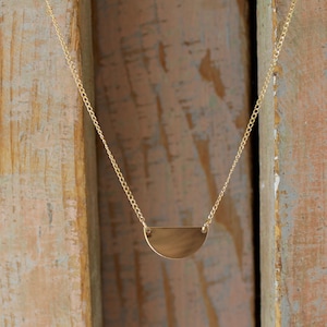 Half moon necklace-14K gold filled- yellow gold - Delicate necklace - Gold necklace - Simple necklace -Half circle - geometric necklace